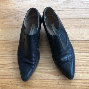 Vintage Guess by Georges Marciano Black Leather Western Loafer Ankle Booties 8.5